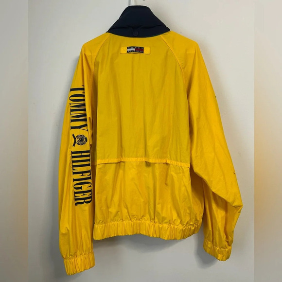 Tommy Hilfiger Vintage Yellow Full Zip Hooded Windbreaker - Picture 2 of 5